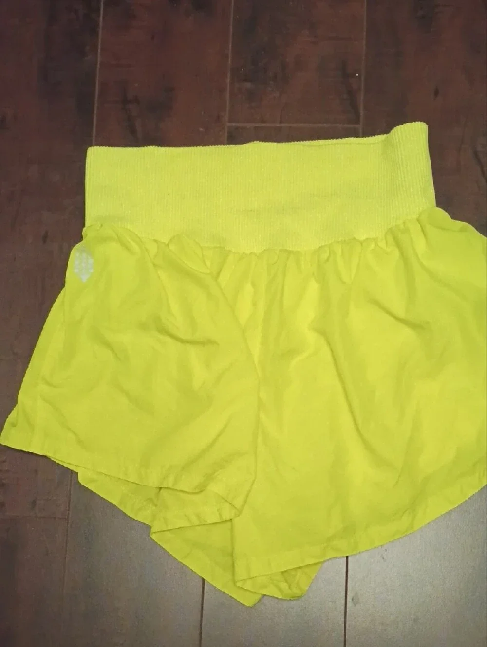 Free People Neon Yellow High-Waist Active Shorts